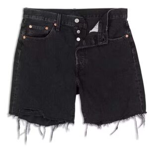 Levi’s 501 Mid Thigh Distressed Black Denim Women's Shorts sz 32